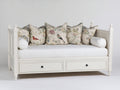 Sofás cama de madera 205x95x100 cm - blanco crema y negro - 2 cajones integrados con laterales altos diseño clásico
