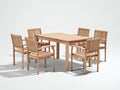 Conjuntos de comedor de jardín de madera - mesa 160 x 90 x 75 cm y sillas 58 x 60 x 90 cm - madera natural - conjunto de siete piezas para exterior