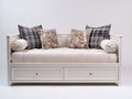 Sofás cama de madera 200x95x90 cm - Blanco-Beige claro - 2 cajones y diseño clásico
