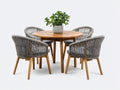 Conjuntos de comedor de jardín 120 x 120 x 75 cm - madera natural y gris - mesa redonda con cuatro sillas para exterior