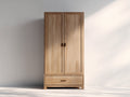 Armarios de madera 100 x 55 x 190 cm - madera natural - diseño vertical con dos puertas y un cajón inferior