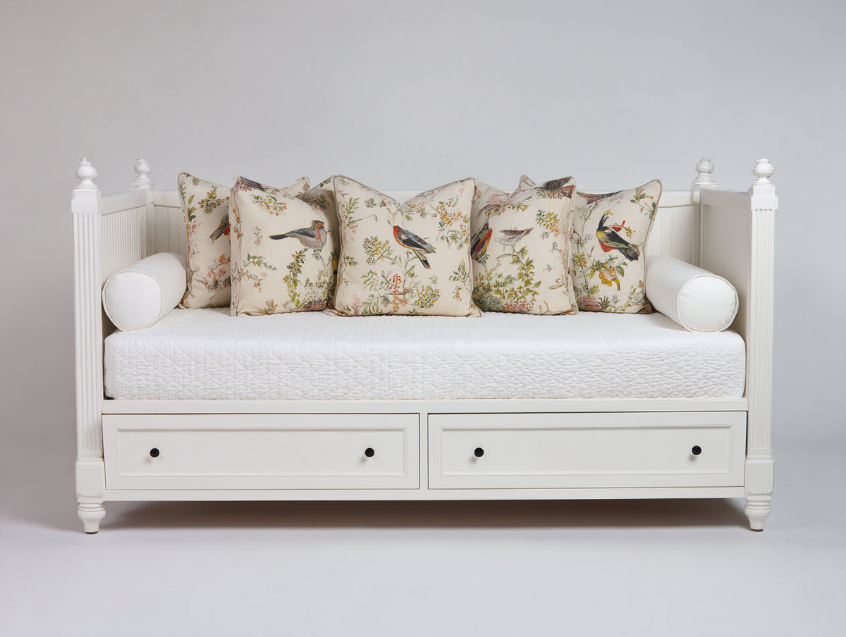Sofás cama de madera con 2 cajones 200x95x92 cm - blanco - diseño clásico con almacenamiento inferior