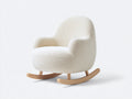 Mecedora tapizada en tejido bouclé 80 x 90 x 90 cm - Blanco crema-Marrón natural - Diseño curvo con reposabrazos