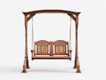 Silla colgante de jardín de madera 190 x 120 x 210 cm - marrón - asiento doble con estructura autoportante clásica