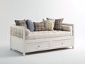 Sofás cama de madera con 2 cajones 200x95x88 cm - blanco y beige claro - diseño multifuncional con almacenamiento inferior