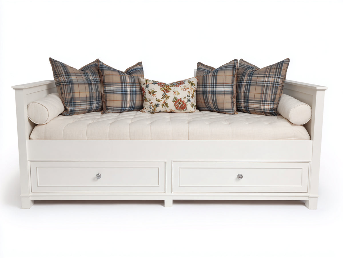 Sofás cama de madera 205 x 92 x 94 cm - blanco - diseño clásico con cama individual y dos cajones inferiores