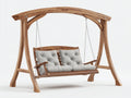 Silla colgante de jardín de 2 plazas en madera 220 x 130 x 190 cm - Marrón natural-Beige - Con soporte y suspensión por cadenas