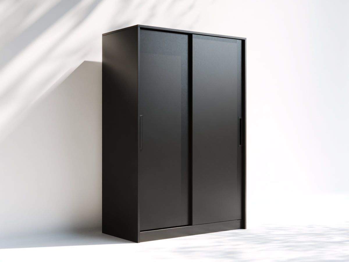 Armarios de madera con 2 puertas correderas 120x55x190 cm - Negro - Diseño moderno y estructura compacta