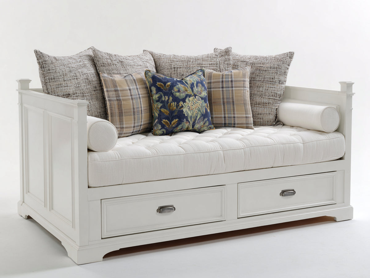 Sofás cama de madera 205 x 95 x 96 cm - blanco - diseño clásico con cama individual y dos cajones de almacenamiento