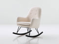 Mecedora tapizada de tela 78 x 70 x 98 cm - beige y negro - respaldo alto con base curva
