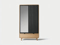 Armarios de madera con espejo 100x50x180 cm - Negro-Color madera natural - 2 puertas y 1 cajón