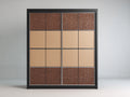 Armarios de madera 160x60x200 cm - negro marrón y beige - 2 puertas correderas con paneles geométricos diseño moderno